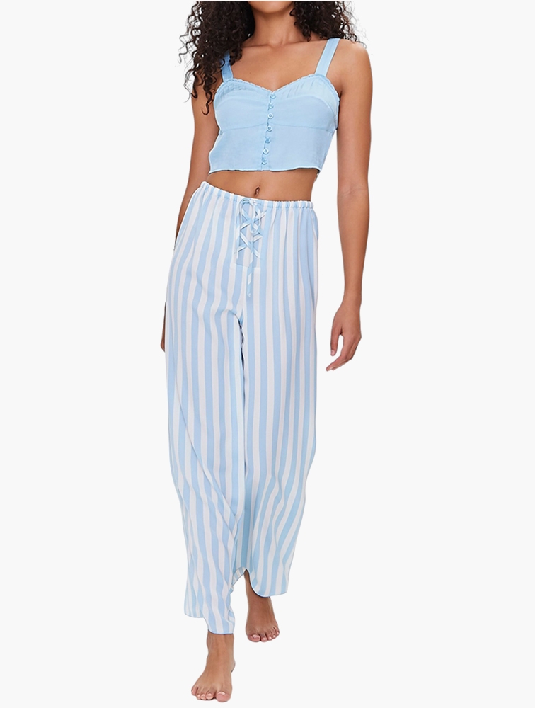 MyRunway Shop Forever 21 Ivory Sky Blue Striped Pajama Pants